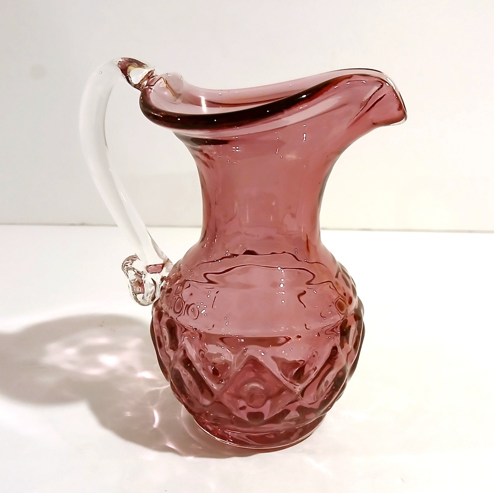 Vintage Cranberry Blown Glass Mini Pitcher